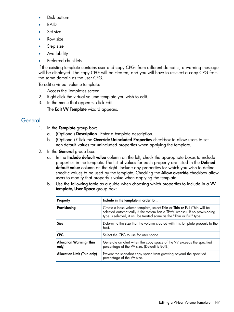 General | HP 3PAR Operating System Software User Manual | Page 147 / 424
