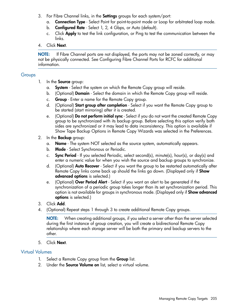 Groups, Virtual volumes, Groups virtual volumes | HP 3PAR Operating System Software User Manual | Page 205 / 424