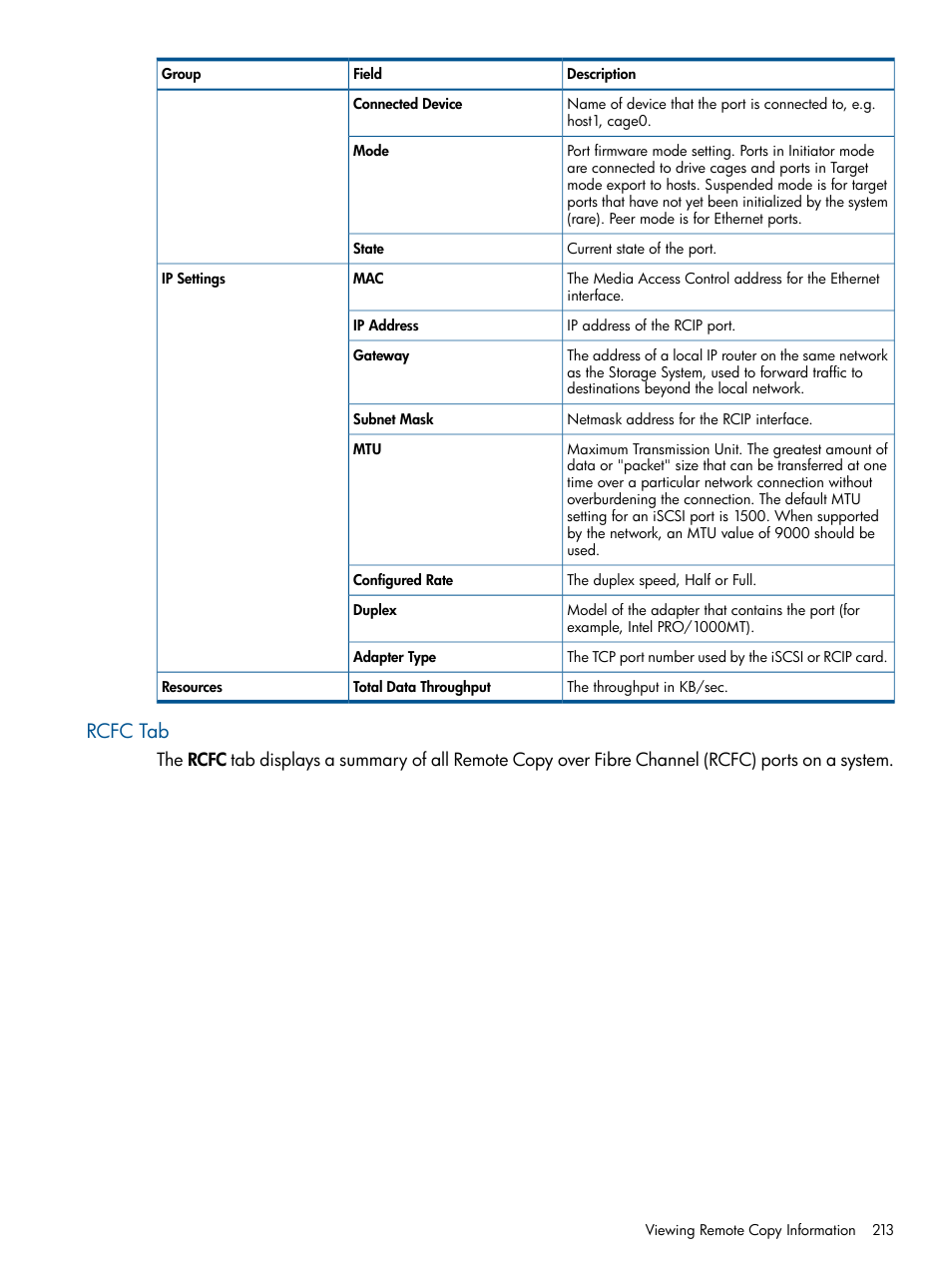 Rcfc tab | HP 3PAR Operating System Software User Manual | Page 213 / 424