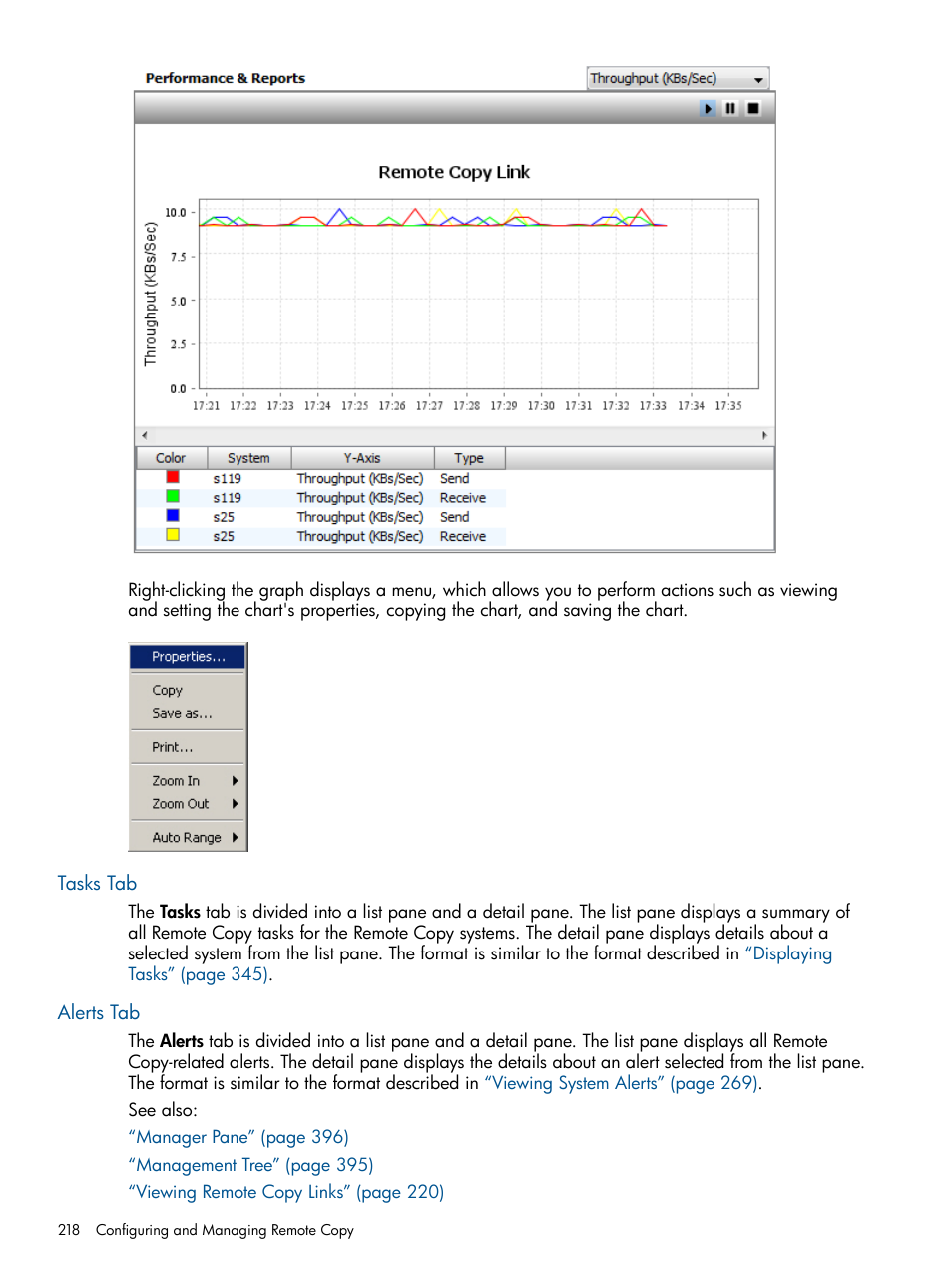 Tasks tab, Alerts tab, Tasks tab alerts tab | HP 3PAR Operating System Software User Manual | Page 218 / 424