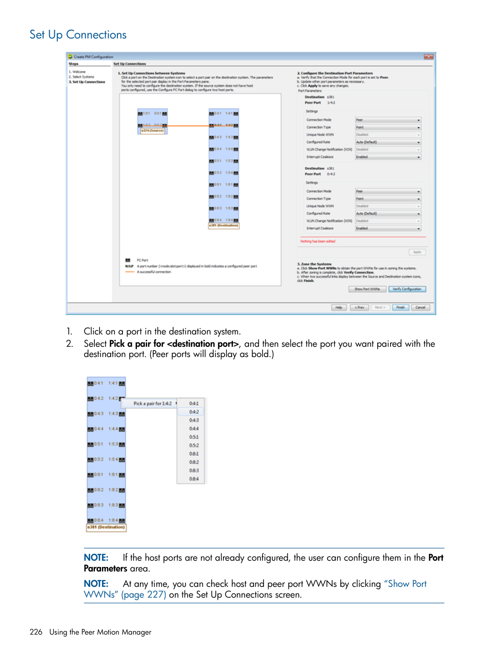 Set up connections | HP 3PAR Operating System Software User Manual | Page 226 / 424