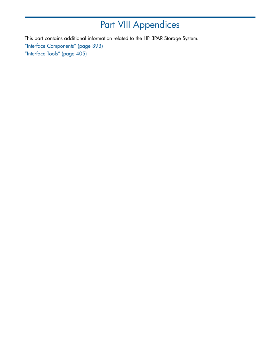Part viii appendices, Viii appendices | HP 3PAR Operating System Software User Manual | Page 392 / 424