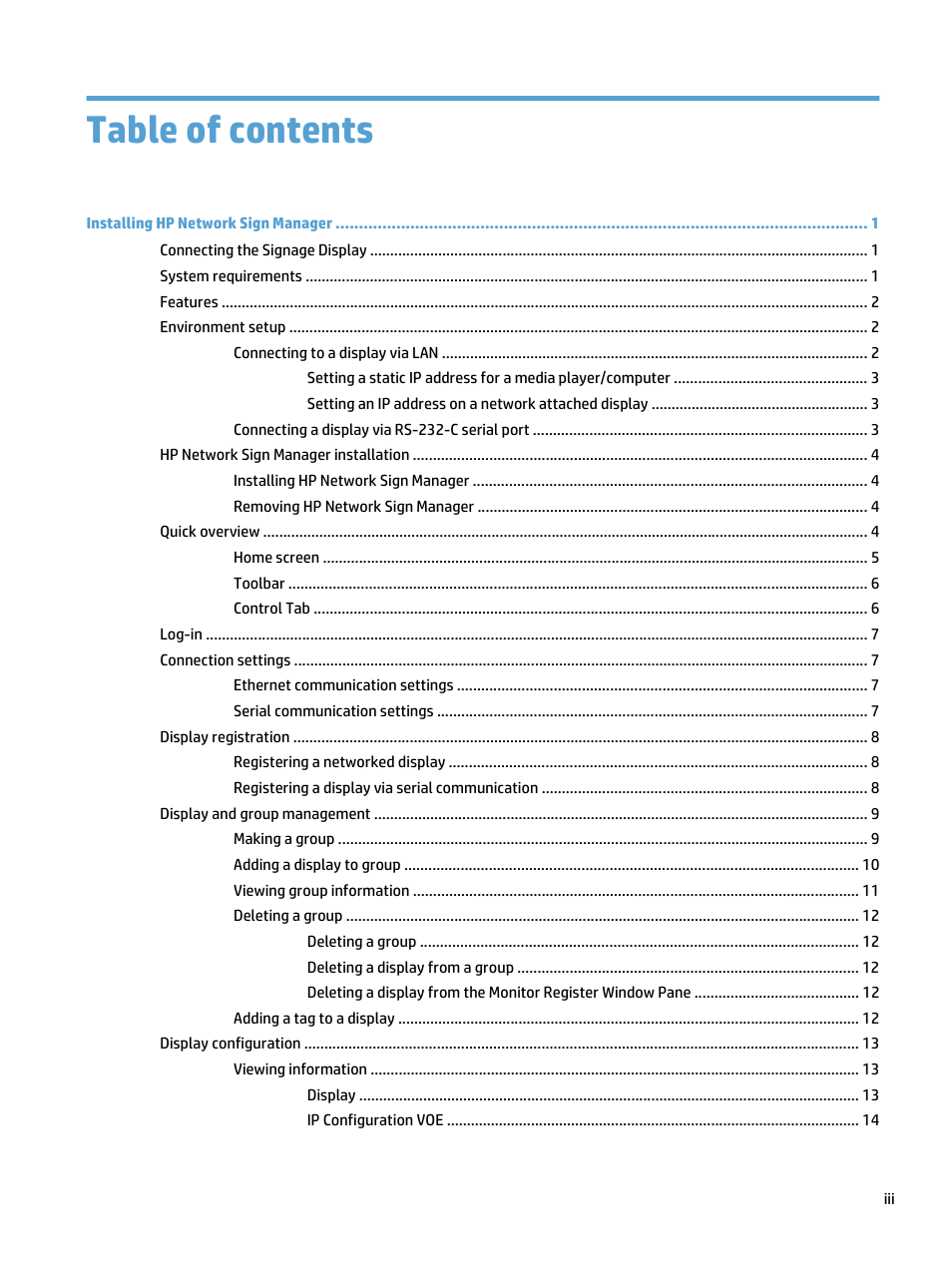 HP LD5535 55-inch LED Digital Signage Display User Manual | Page 3 / 41