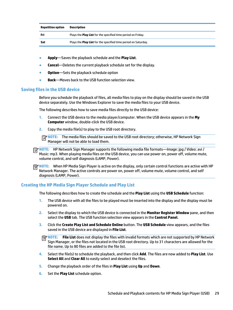 Saving files in the usb device | HP LD5535 55-inch LED Digital Signage Display User Manual | Page 35 / 41