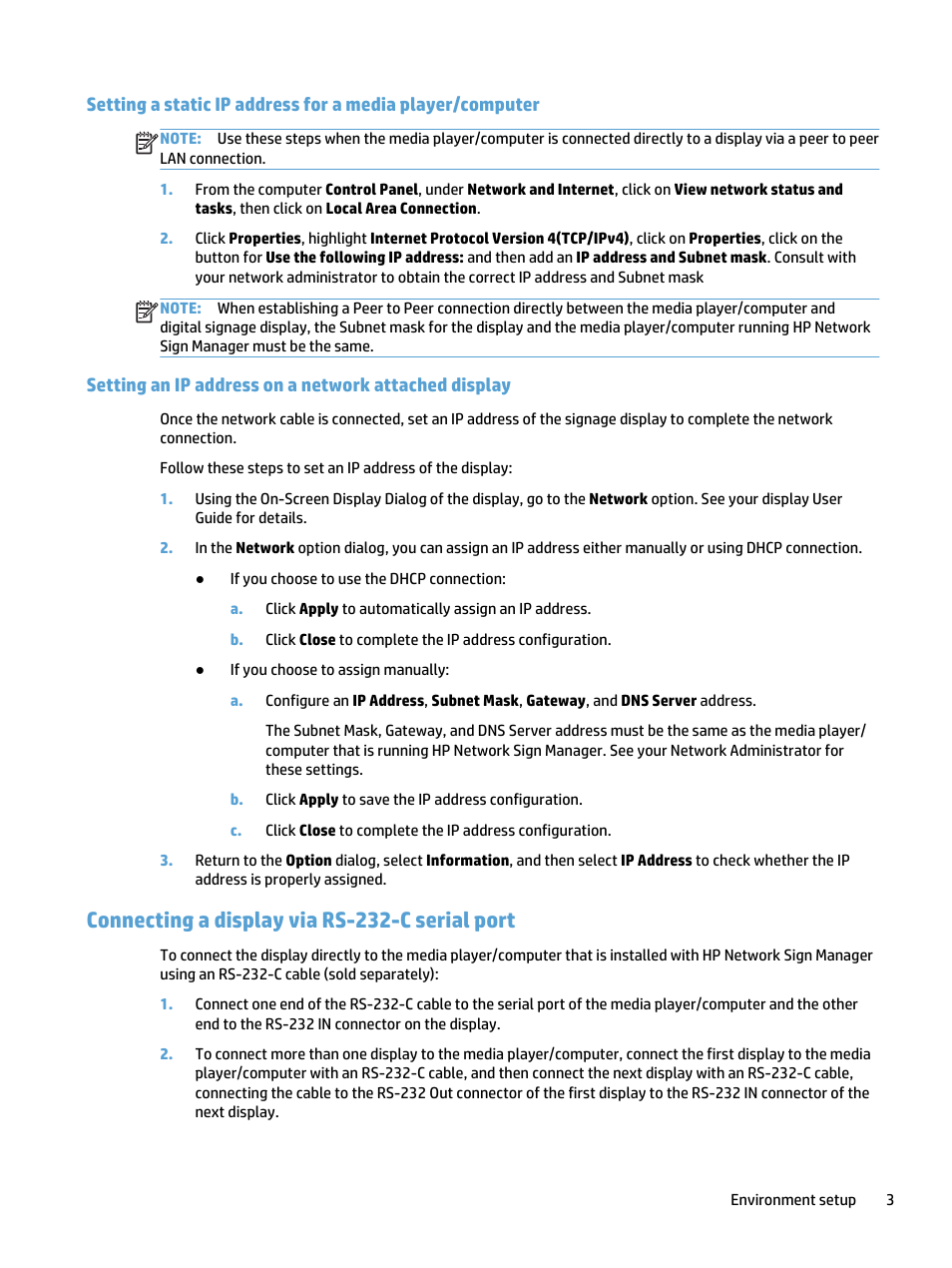 Connecting a display via rs-232-c serial port | HP LD5535 55-inch LED Digital Signage Display User Manual | Page 9 / 41