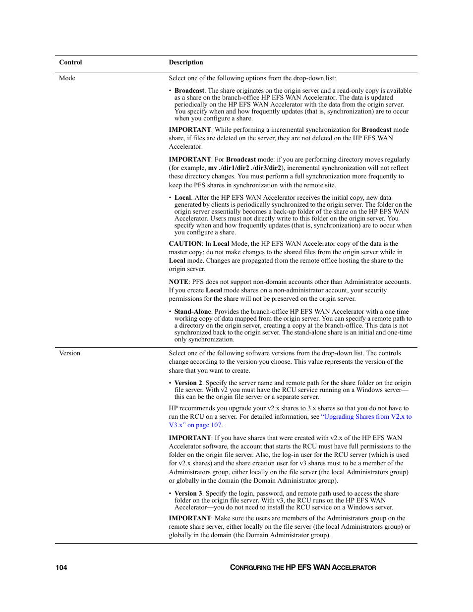 HP StorageWorks Enterprise File Services WAN Accelerator User Manual | Page 104 / 232