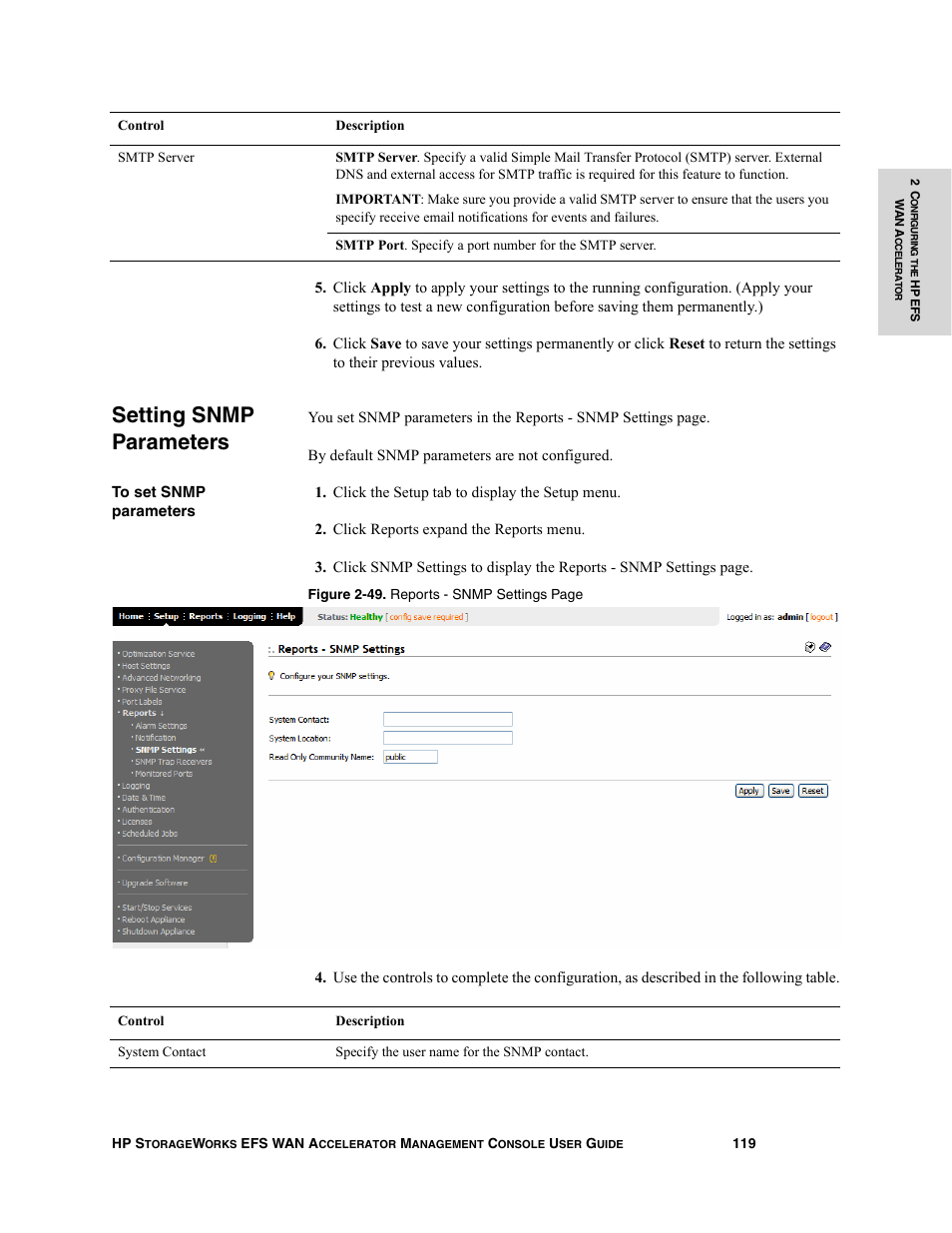 Setting snmp parameters | HP StorageWorks Enterprise File Services WAN Accelerator User Manual | Page 119 / 232