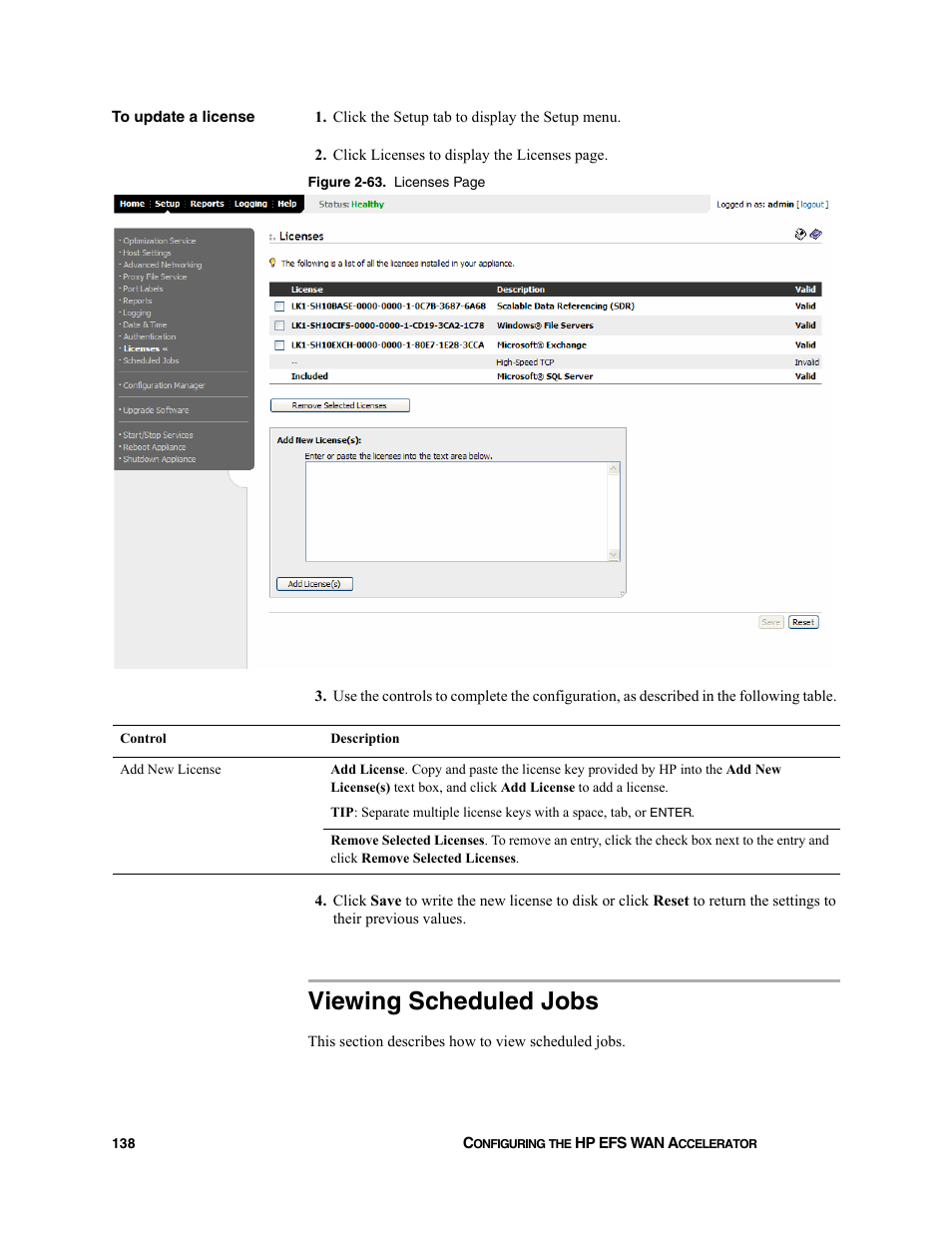 Viewing scheduled jobs | HP StorageWorks Enterprise File Services WAN Accelerator User Manual | Page 138 / 232