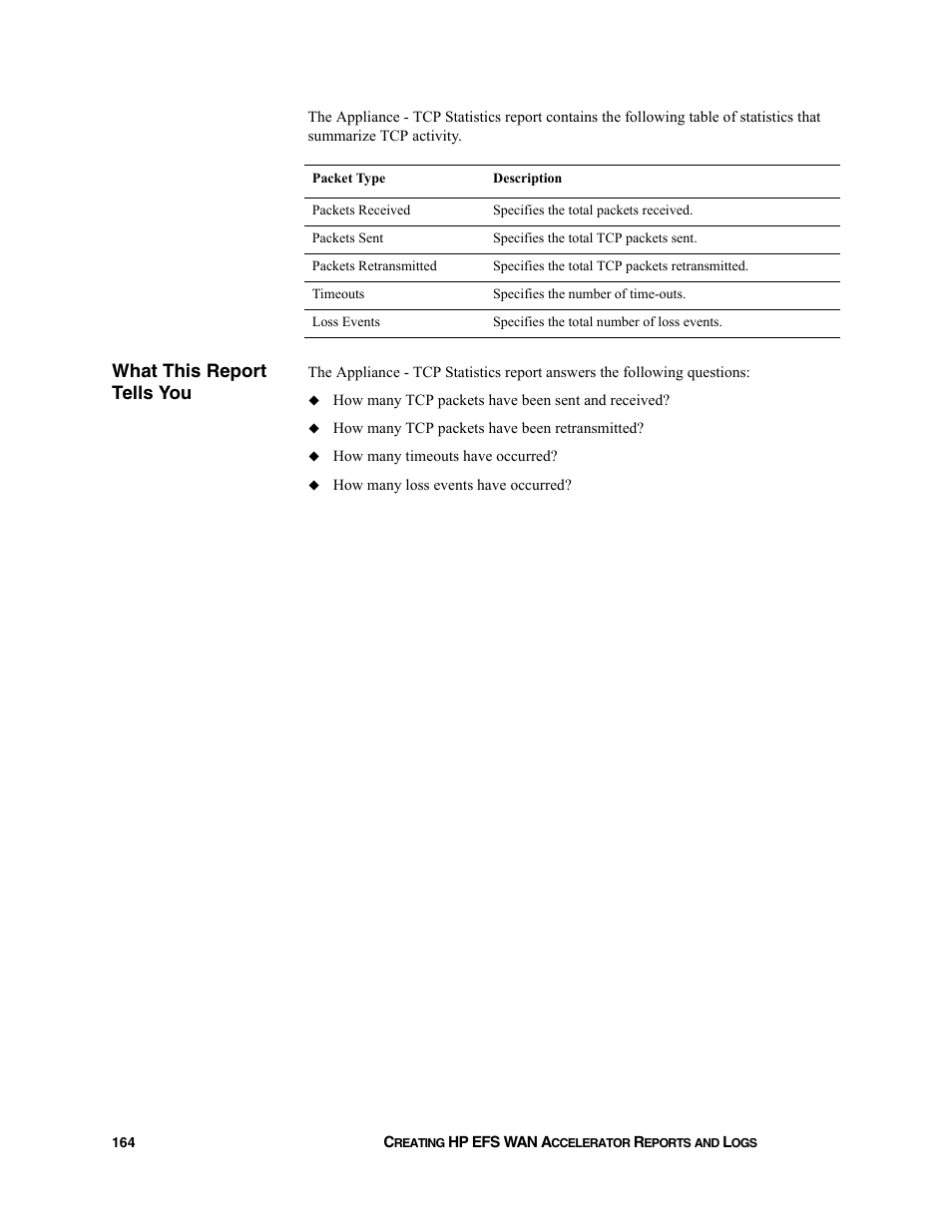 What this report tells you | HP StorageWorks Enterprise File Services WAN Accelerator User Manual | Page 164 / 232