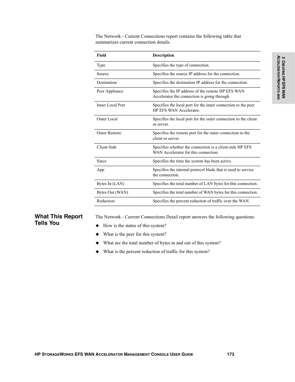 What this report tells you | HP StorageWorks Enterprise File Services WAN Accelerator User Manual | Page 173 / 232