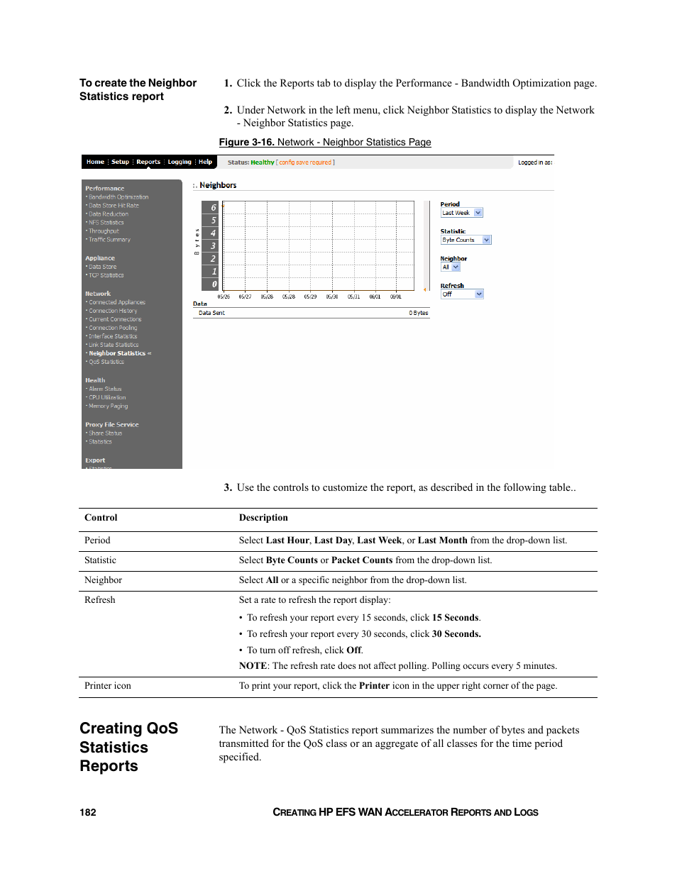 Creating qos statistics reports | HP StorageWorks Enterprise File Services WAN Accelerator User Manual | Page 182 / 232