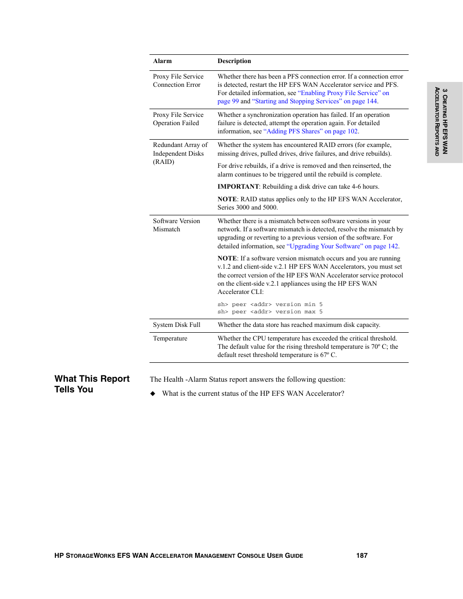 What this report tells you | HP StorageWorks Enterprise File Services WAN Accelerator User Manual | Page 187 / 232