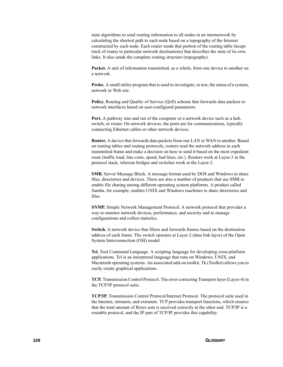 Packet, Probe, Policy | Port, Router, Snmp, Switch, Tcp/ip | HP StorageWorks Enterprise File Services WAN Accelerator User Manual | Page 228 / 232