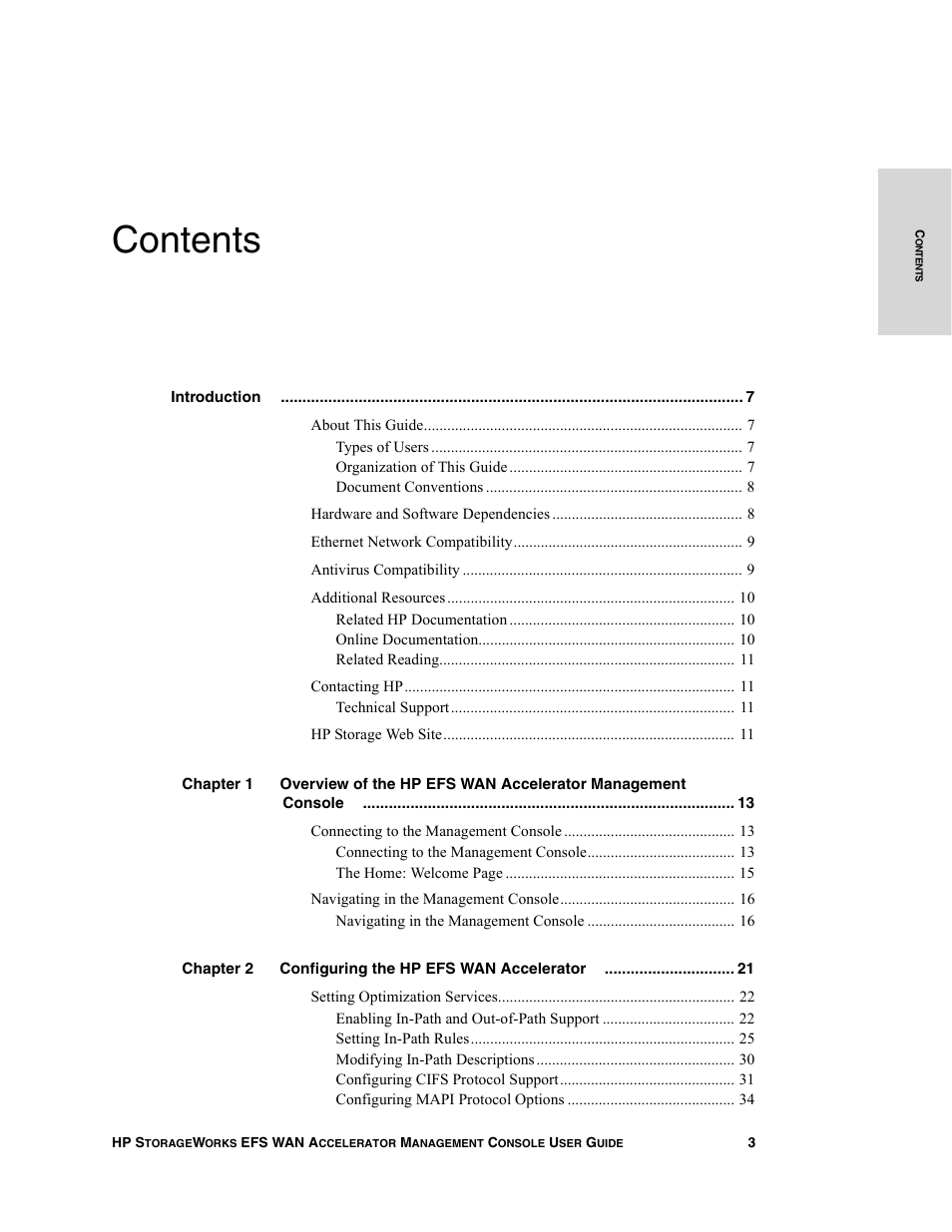 HP StorageWorks Enterprise File Services WAN Accelerator User Manual | Page 3 / 232