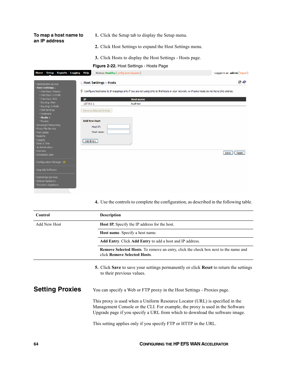 Setting proxies | HP StorageWorks Enterprise File Services WAN Accelerator User Manual | Page 64 / 232