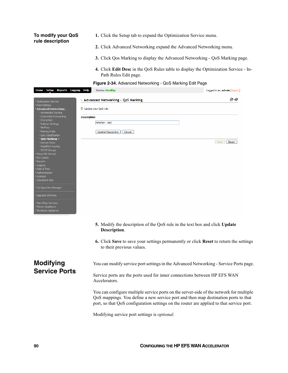 Modifying service ports | HP StorageWorks Enterprise File Services WAN Accelerator User Manual | Page 90 / 232
