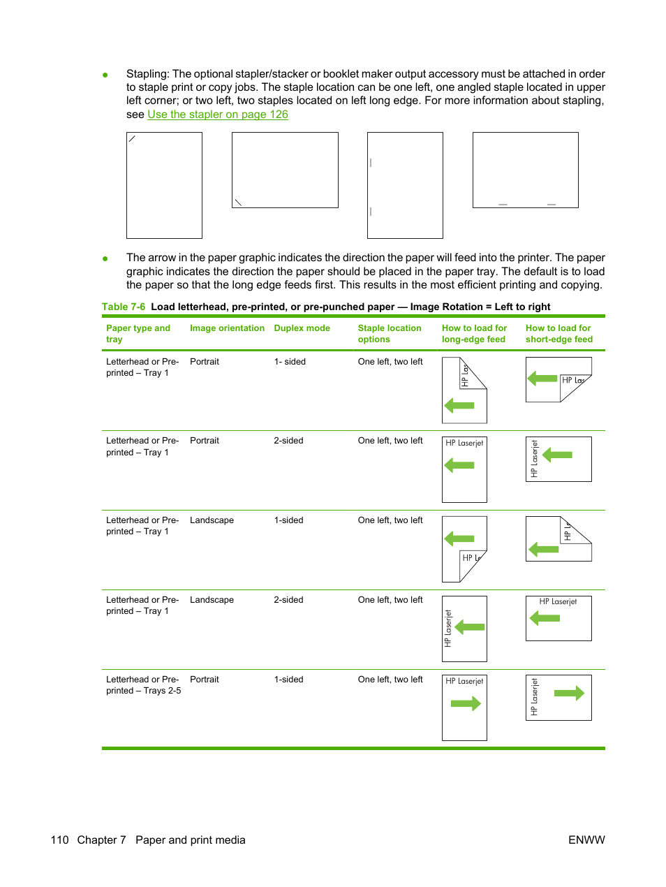 110 chapter 7 paper and print media enww | HP Color LaserJet CM6030CM6040 Multifunction Printer series User Manual | Page 126 / 338