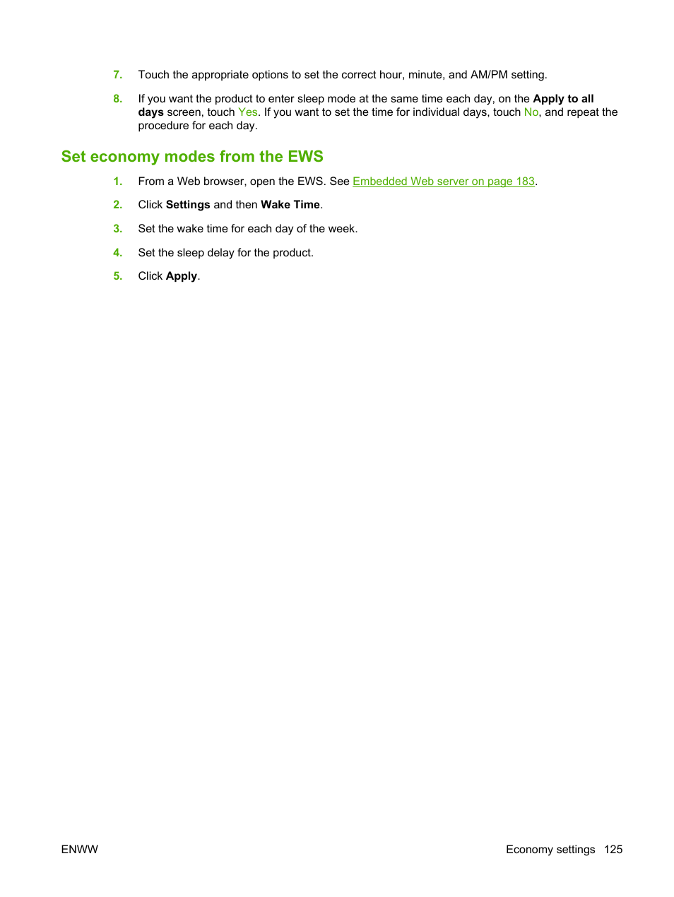 Set economy modes from the ews | HP Color LaserJet CM6030CM6040 Multifunction Printer series User Manual | Page 141 / 338