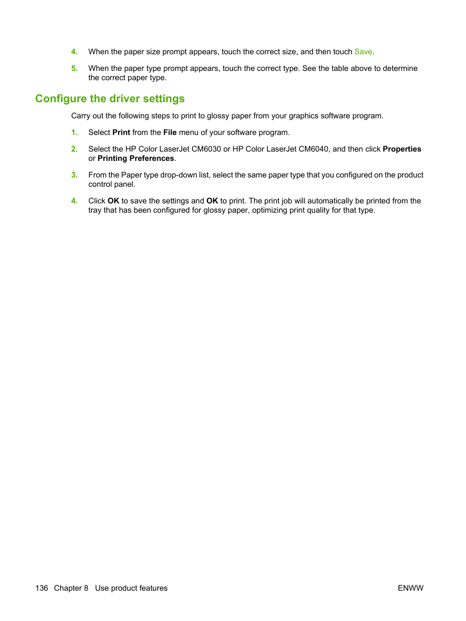Configure the driver settings | HP Color LaserJet CM6030CM6040 Multifunction Printer series User Manual | Page 152 / 338