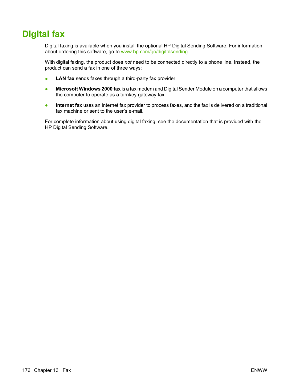 Digital fax | HP Color LaserJet CM6030CM6040 Multifunction Printer series User Manual | Page 192 / 338