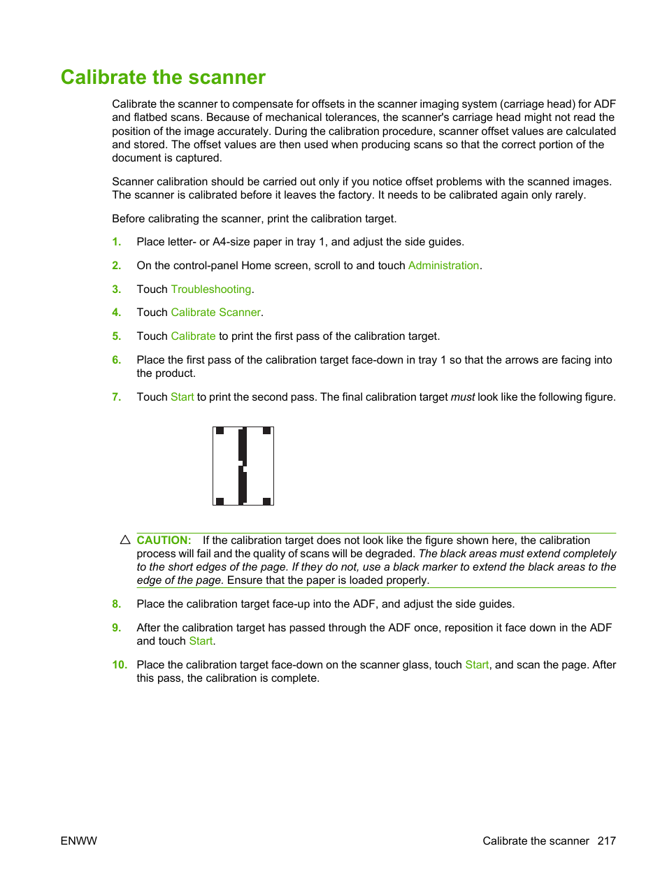 Calibrate the scanner | HP Color LaserJet CM6030CM6040 Multifunction Printer series User Manual | Page 233 / 338