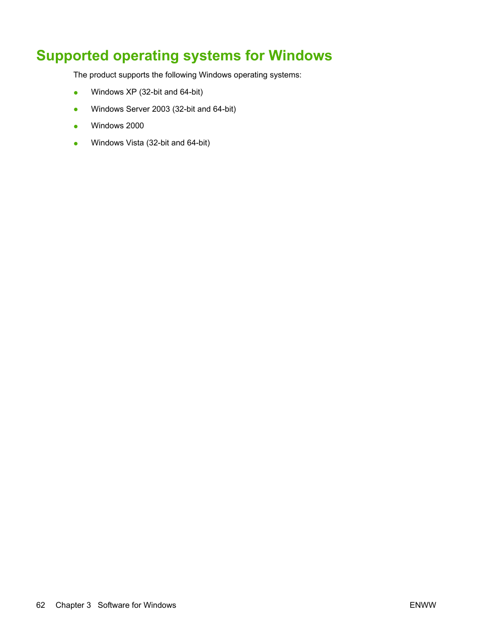 Supported operating systems for windows | HP Color LaserJet CM6030CM6040 Multifunction Printer series User Manual | Page 78 / 338