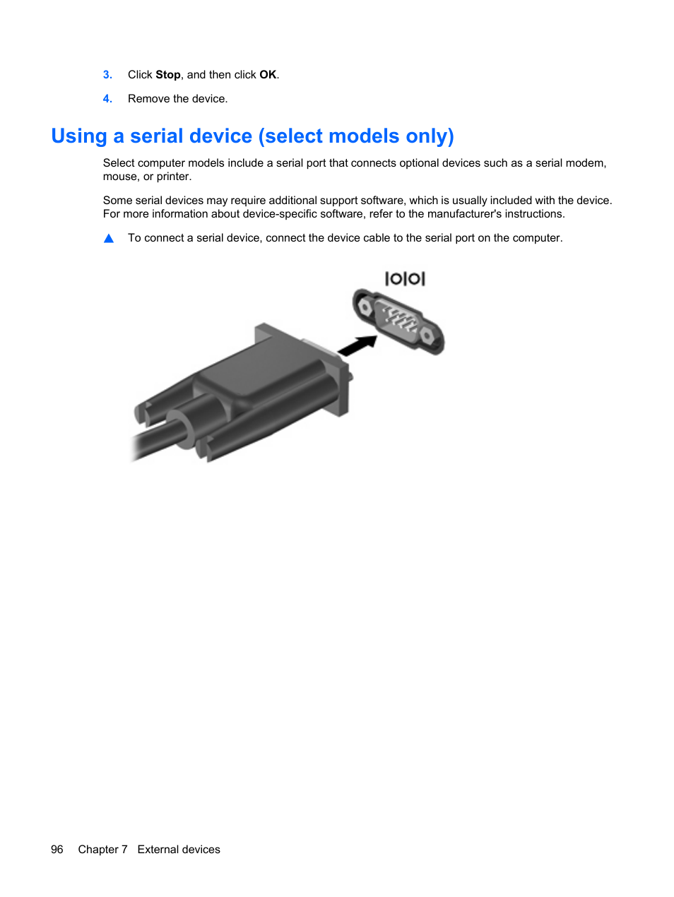 Using a serial device (select models only) | HP ProBook 6555b Notebook-PC User Manual | Page 106 / 175