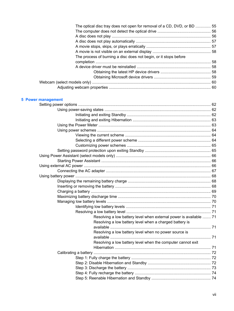 HP ProBook 6555b Notebook-PC User Manual | Page 7 / 175