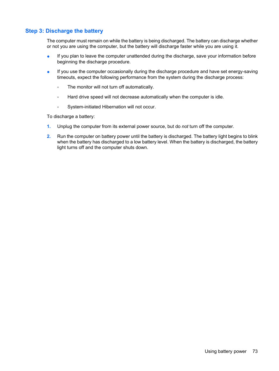 Step 3: discharge the battery | HP ProBook 6555b Notebook-PC User Manual | Page 83 / 175