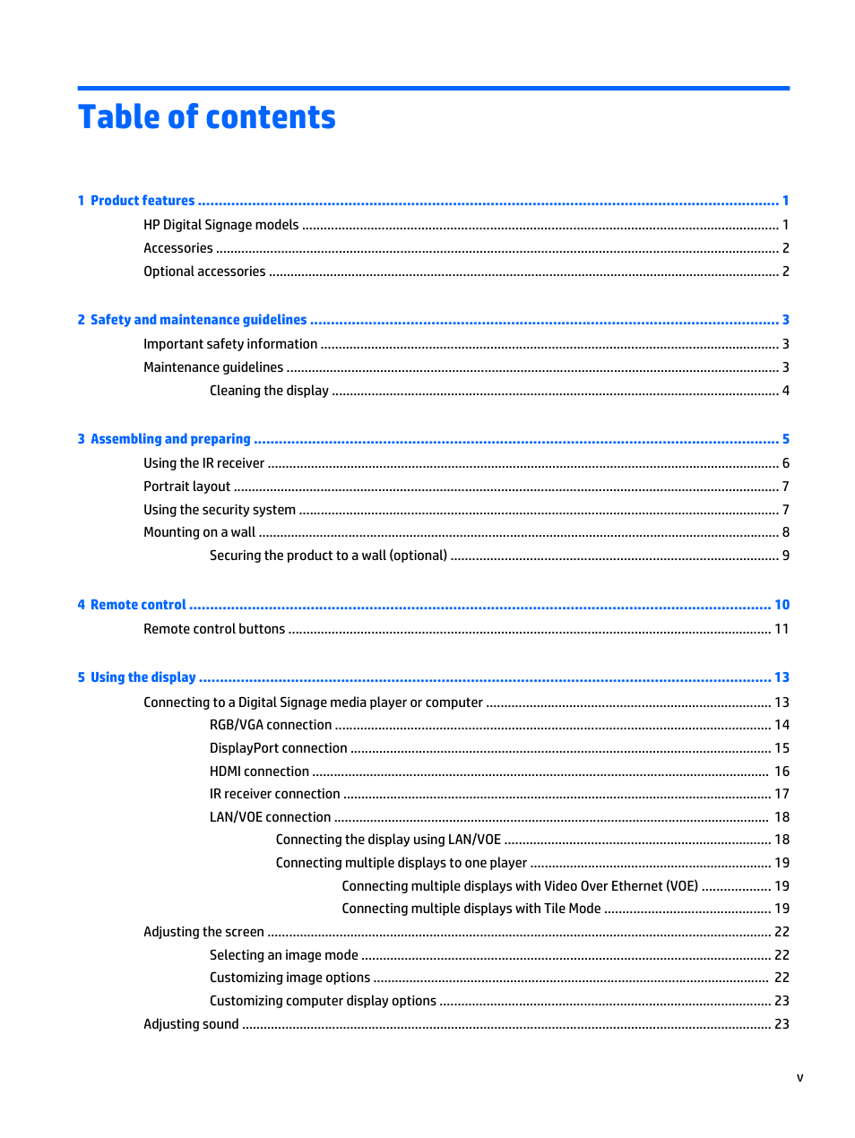 HP LD4235 41.92-inch LED Digital Signage Display User Manual | Page 5 / 111