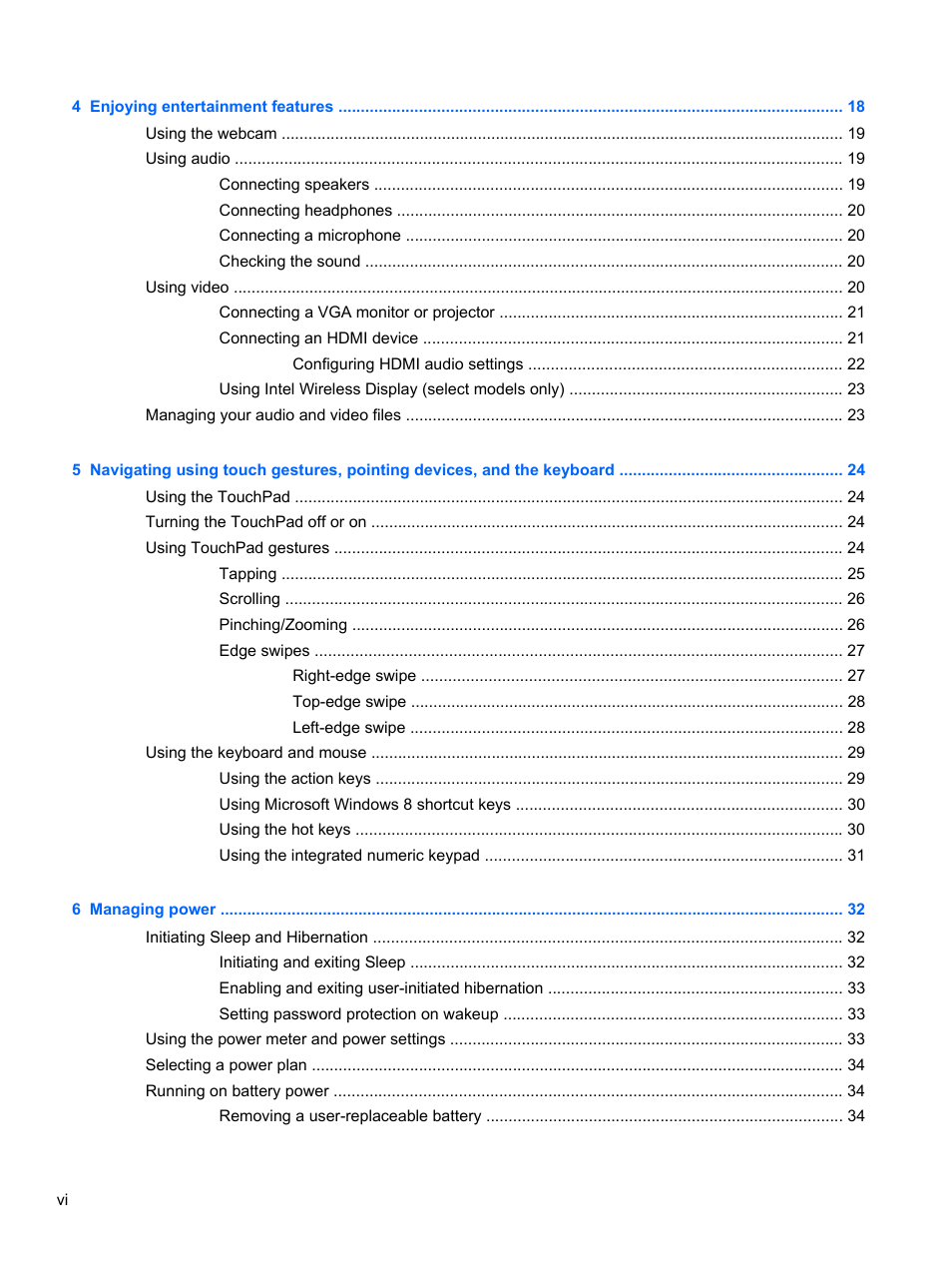 HP Pavilion g7-2254ca Notebook PC User Manual | Page 6 / 84