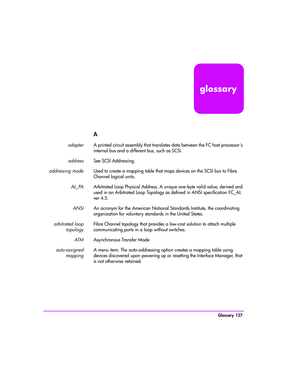 Glossary | HP Tape Library Interface Manager Software User Manual | Page 127 / 138