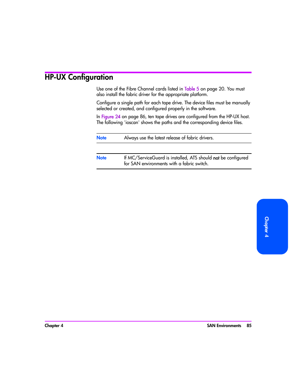 Hp-ux configuration, Hp-ux configuration 85, Hp-ux | Configuration | HP Tape Library Interface Manager Software User Manual | Page 85 / 138