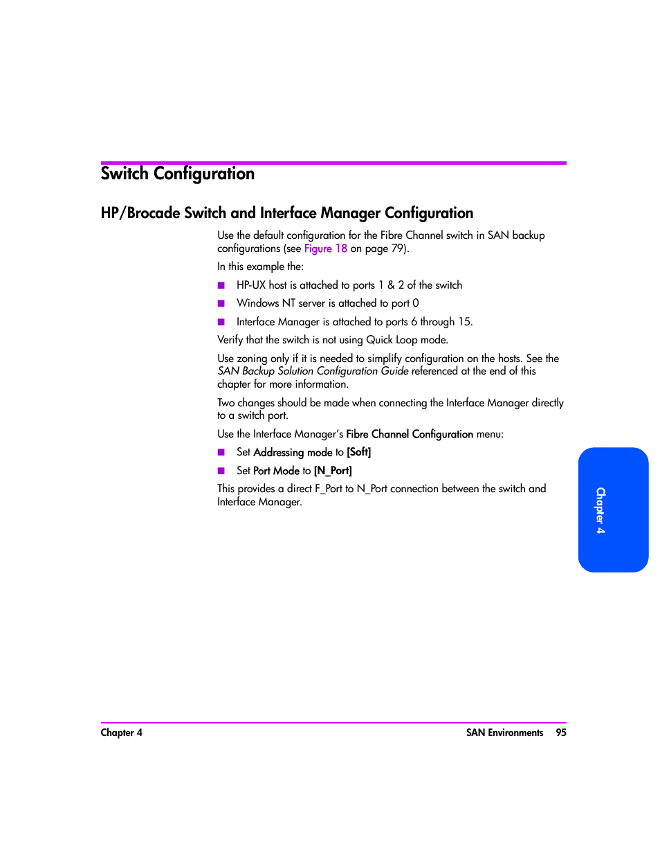 Switch configuration, Switch configuration 95 | HP Tape Library Interface Manager Software User Manual | Page 95 / 138