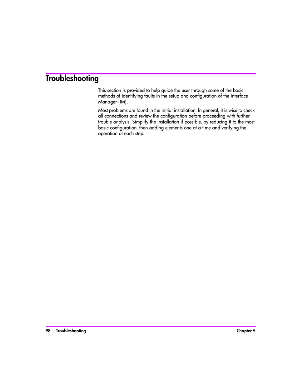 Troubleshooting, Troubleshooting 98 | HP Tape Library Interface Manager Software User Manual | Page 98 / 138