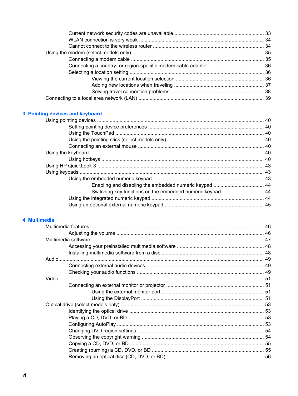 HP ProBook 6450b Notebook-PC User Manual | Page 6 / 181