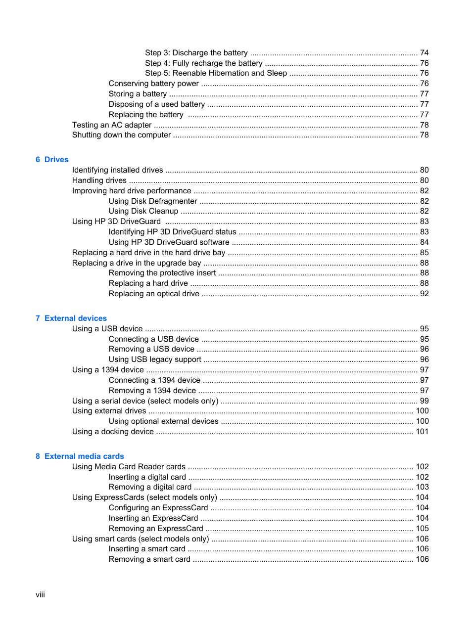 HP ProBook 6450b Notebook-PC User Manual | Page 8 / 181