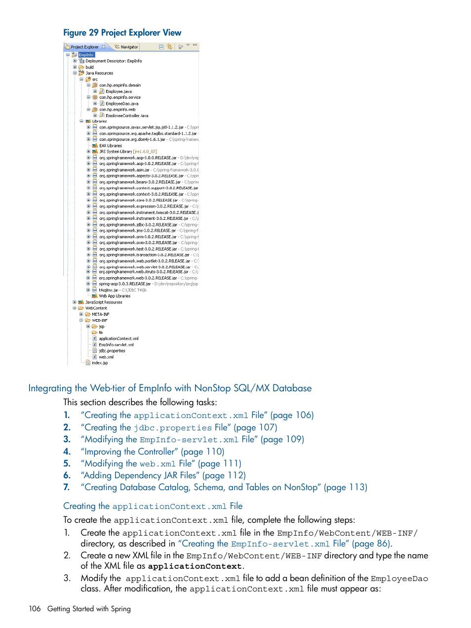 Creating the applicationcontext.xml file | HP Integrity NonStop J-Series User Manual | Page 106 / 470