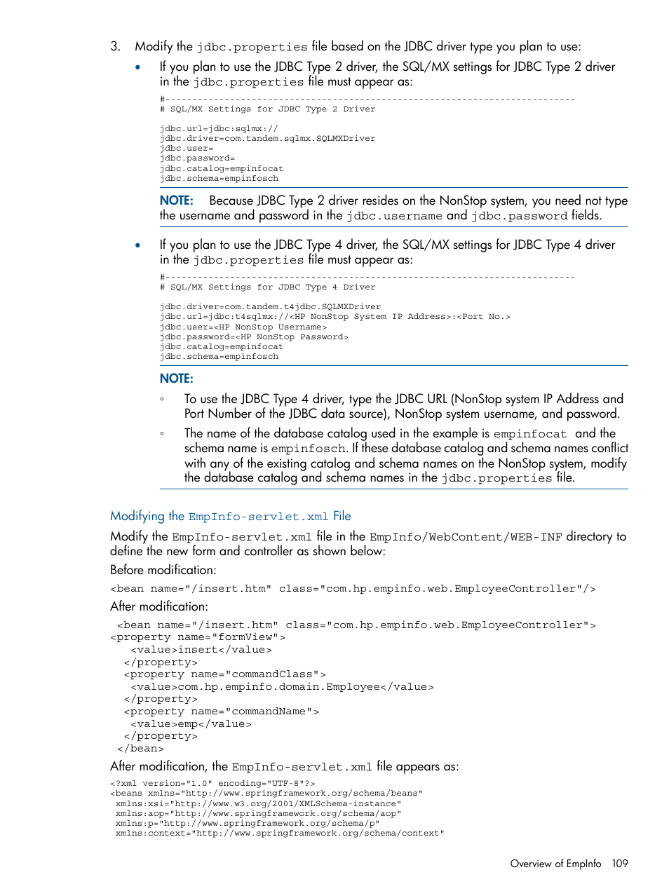 Modifying the empinfo-servlet.xml file | HP Integrity NonStop J-Series User Manual | Page 109 / 470
