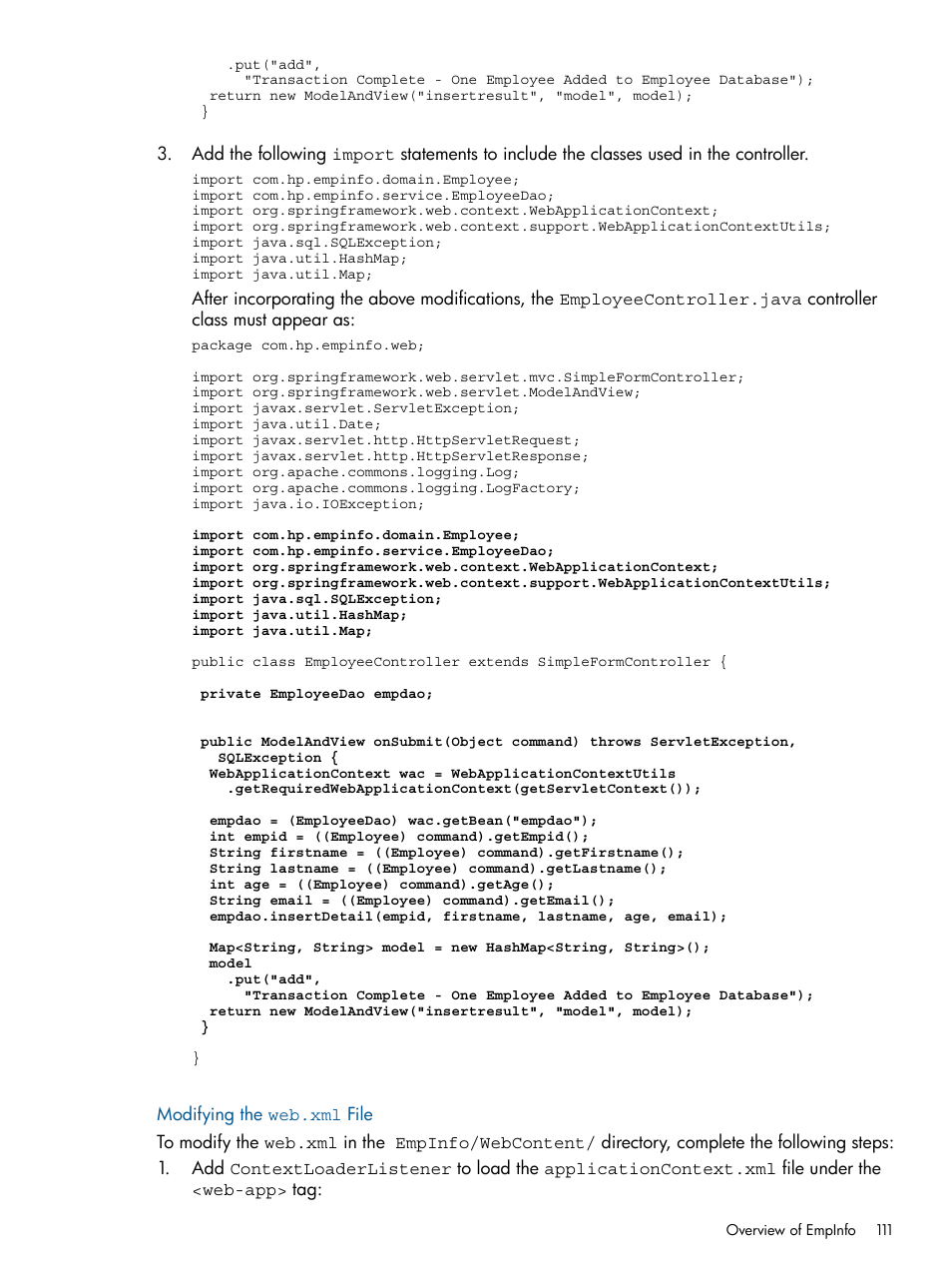Modifying the web.xml file | HP Integrity NonStop J-Series User Manual | Page 111 / 470