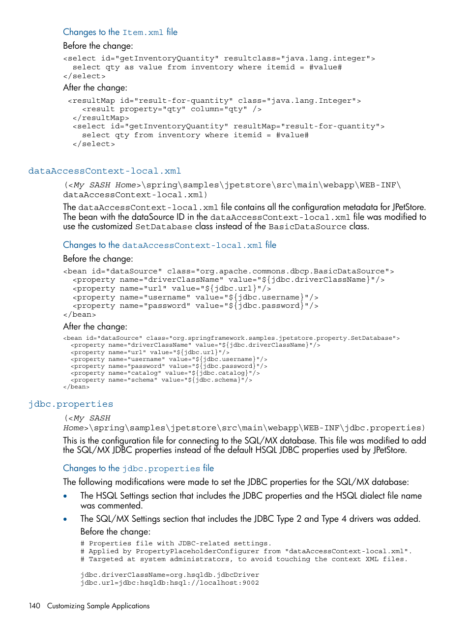 Dataaccesscontext-local.xml, Jdbc.properties | HP Integrity NonStop J-Series User Manual | Page 140 / 470