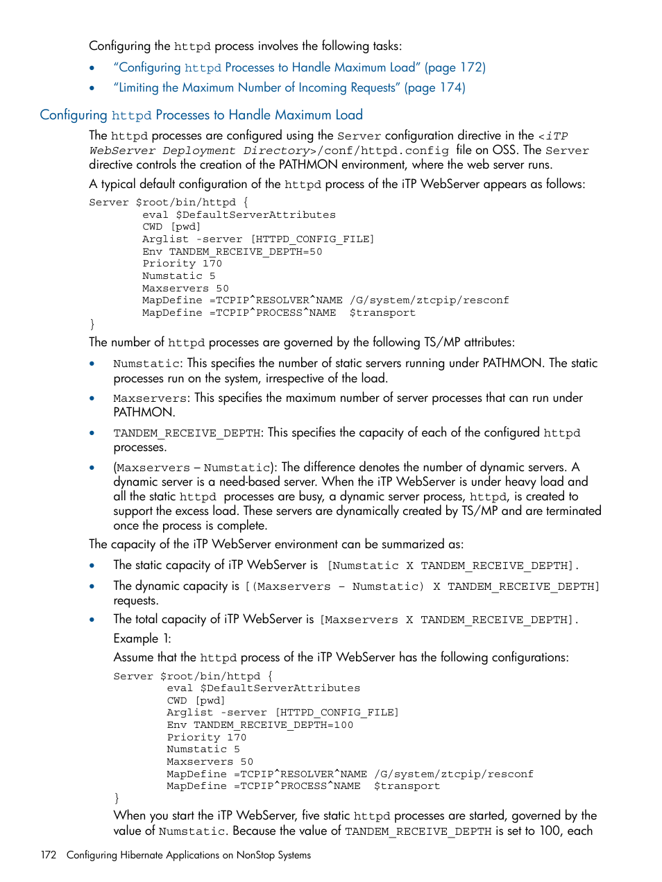 Configuring httpd processes to handle maximum load | HP Integrity NonStop J-Series User Manual | Page 172 / 470