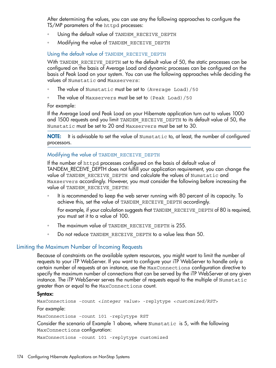 Limiting the maximum number of incoming requests | HP Integrity NonStop J-Series User Manual | Page 174 / 470