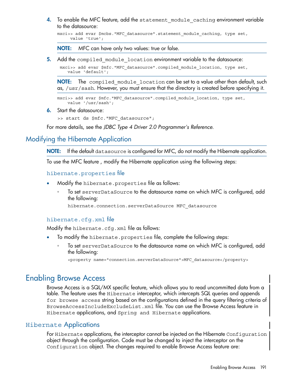 Modifying the hibernate application, Enabling browse access, Hibernate applications | HP Integrity NonStop J-Series User Manual | Page 191 / 470