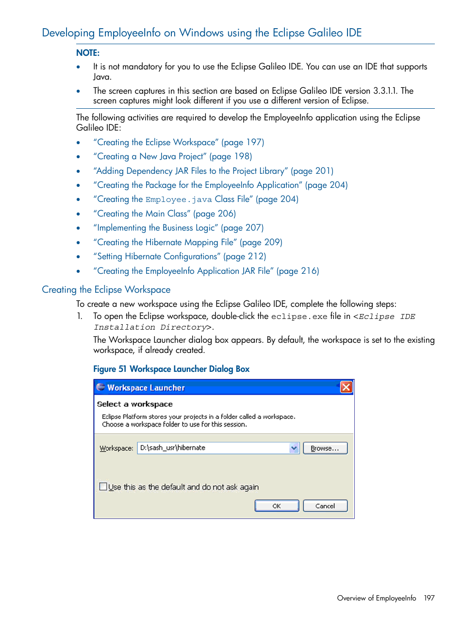 Creating the eclipse workspace | HP Integrity NonStop J-Series User Manual | Page 197 / 470