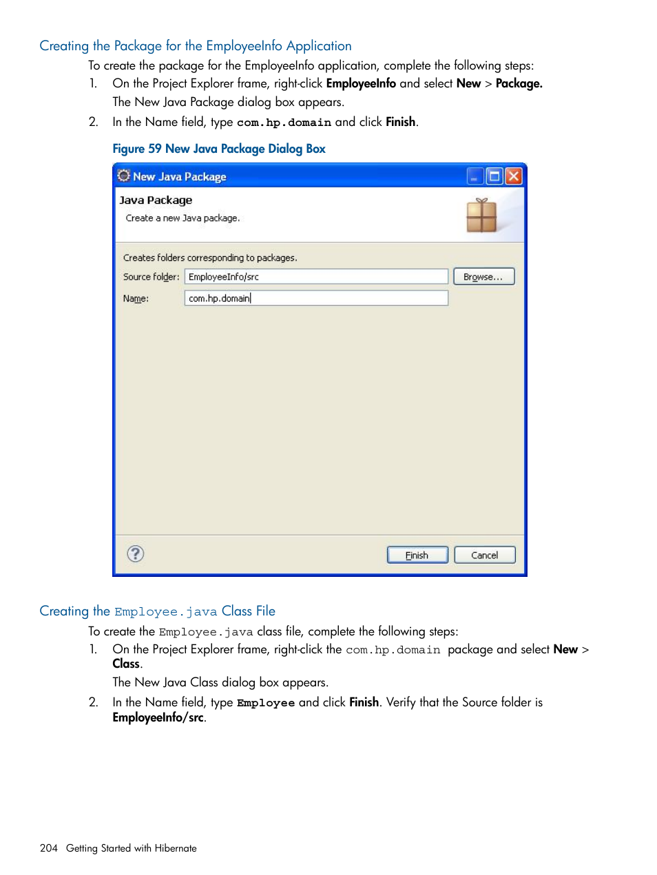 Creating the employee.java class file | HP Integrity NonStop J-Series User Manual | Page 204 / 470