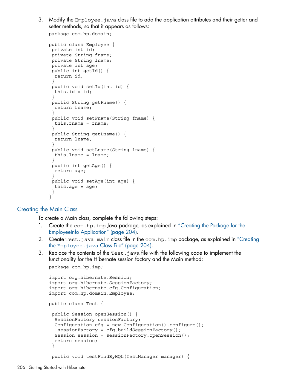 Creating the main class | HP Integrity NonStop J-Series User Manual | Page 206 / 470