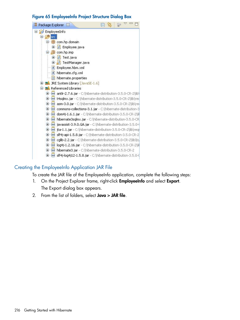 Creating the employeeinfo application jar file | HP Integrity NonStop J-Series User Manual | Page 216 / 470