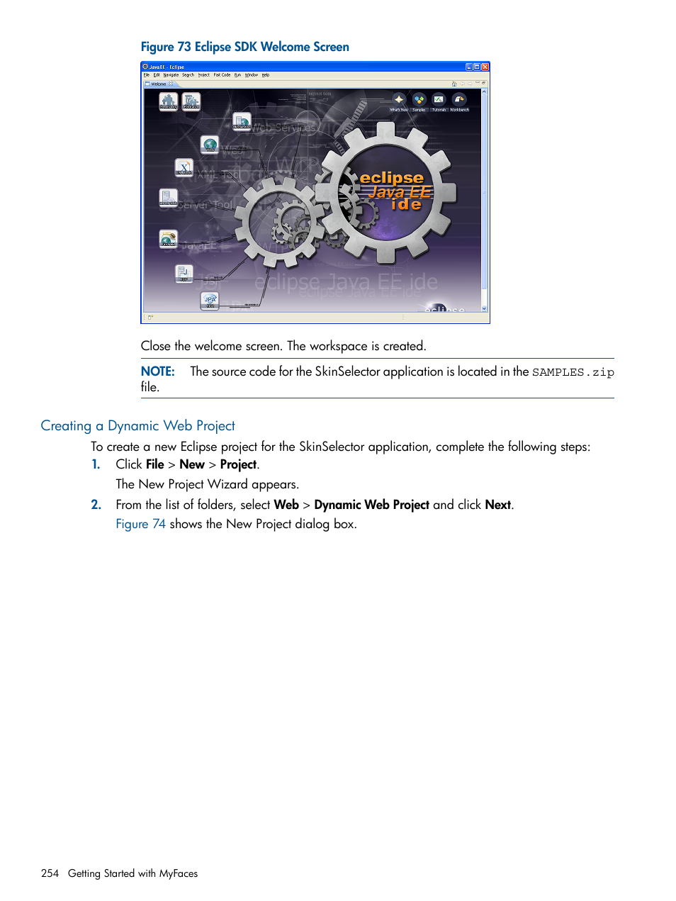 Creating a dynamic web project, Figure 73 | HP Integrity NonStop J-Series User Manual | Page 254 / 470