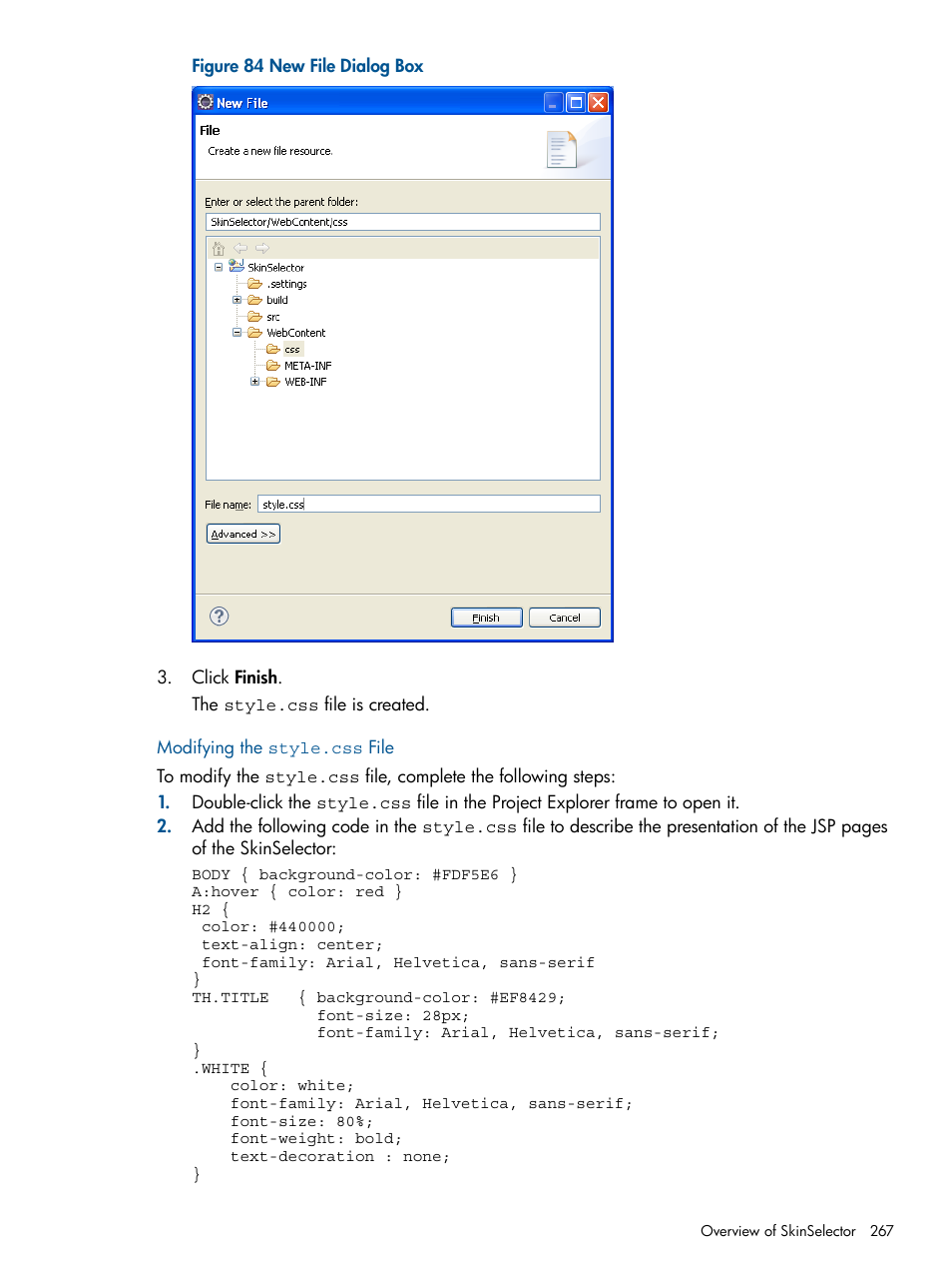 Modifying the style.css file | HP Integrity NonStop J-Series User Manual | Page 267 / 470